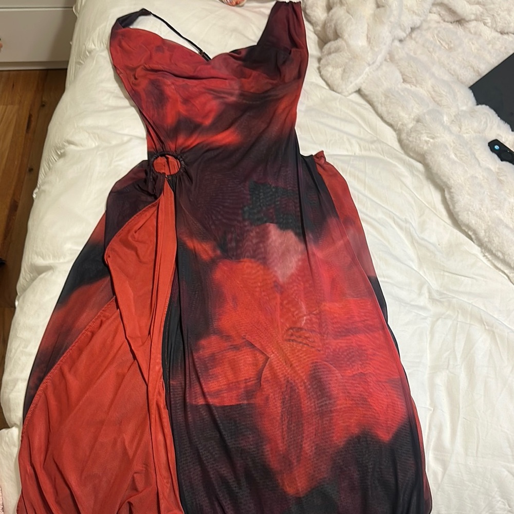 Jaded London Sedona Red Maxi Dress worn once